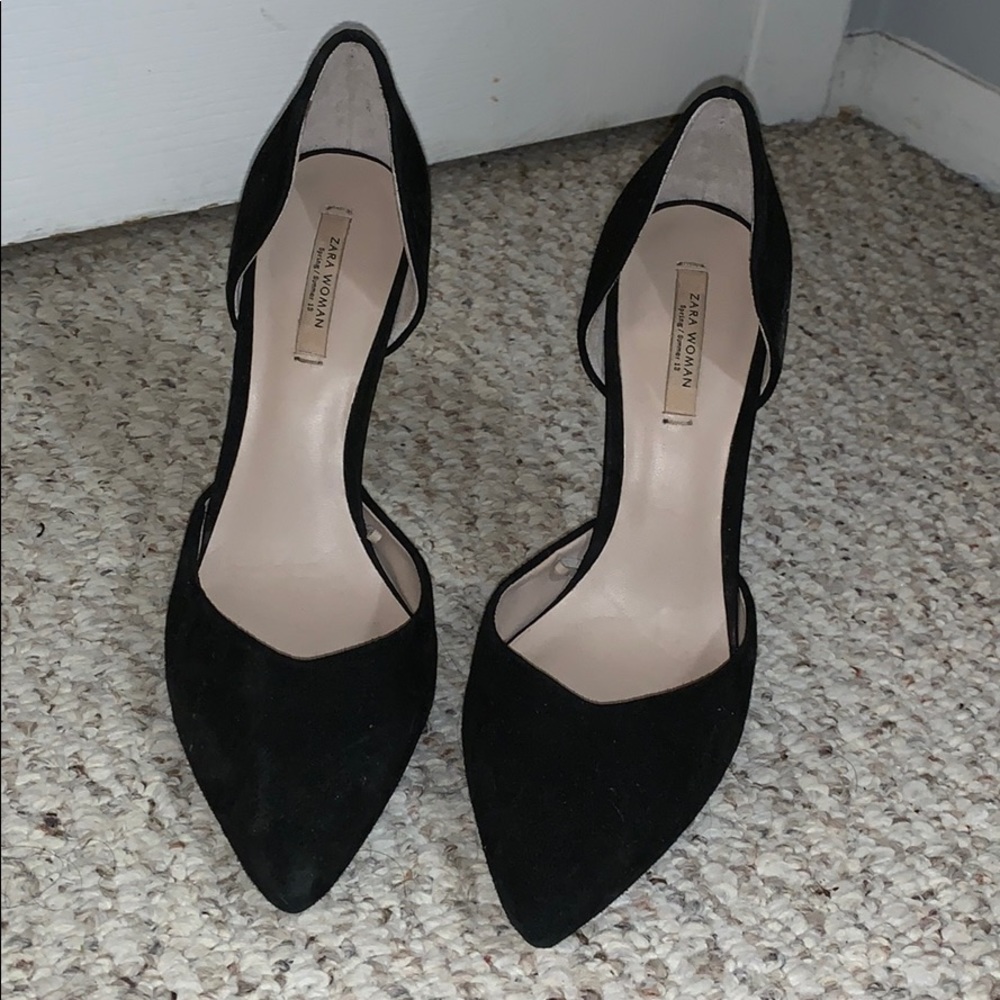 Zara D'orsay black suede pumps (EU 38 US 7.5)